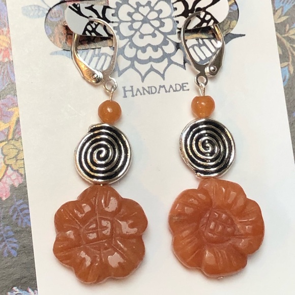 Floral Silver Spiral Earrings - Picture 4 of 8